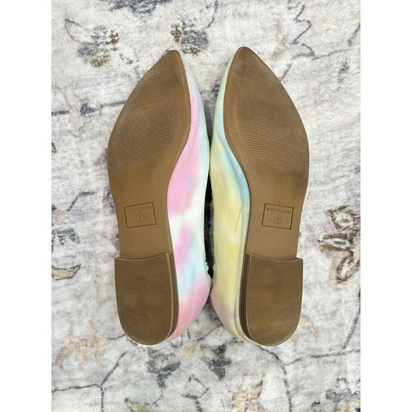 Kaari Blue Flats Size 8 Women's Pastel Tie Dye Pointed Toe Shoes Rainbow Dash - Picture 7 of 7